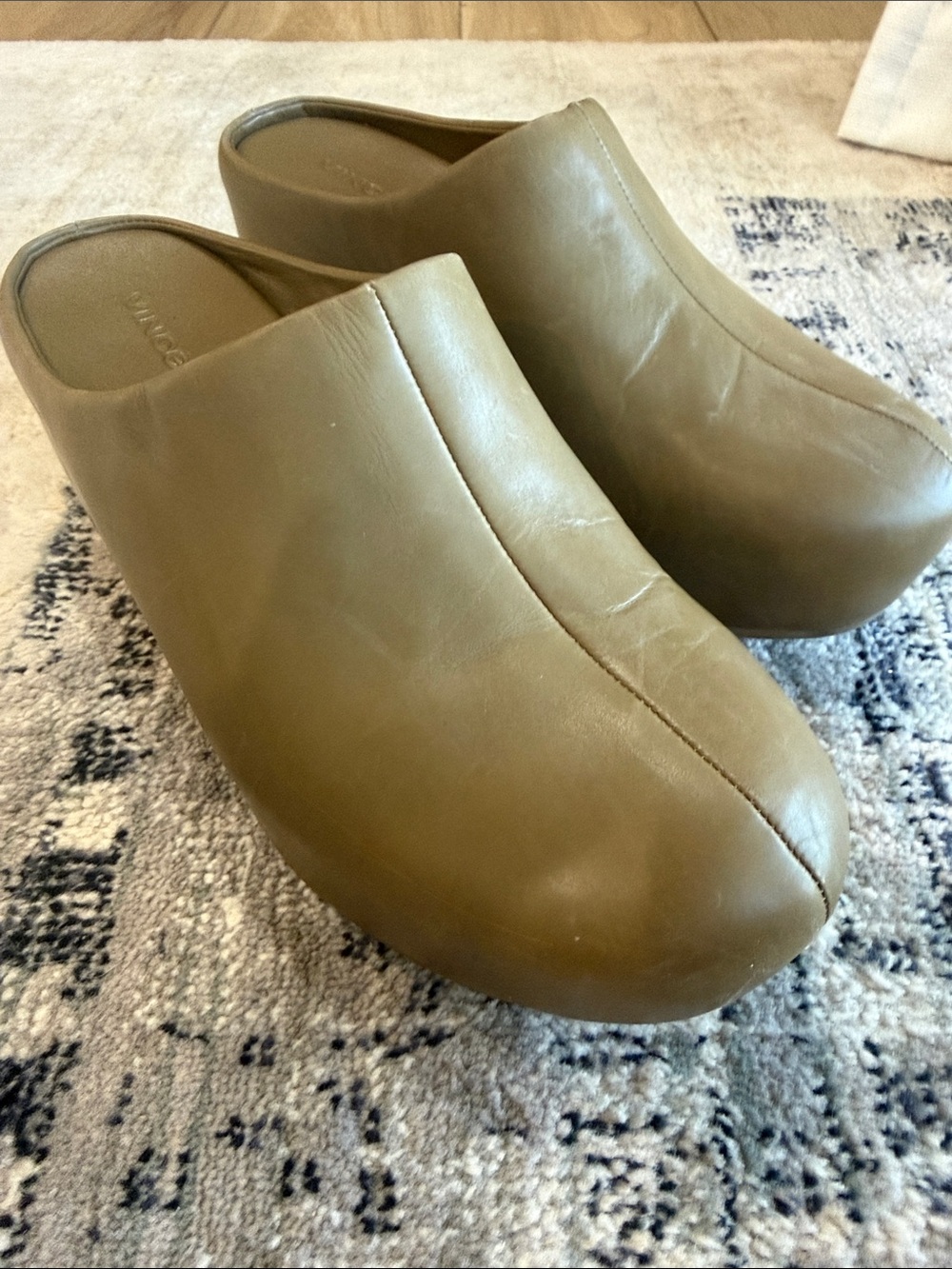 Vince Isa Women’s Slip-On Platform Mule in Olive Brown